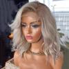 13X4 Short Wavy Human Hair Wigs Side Part 13X6 Ombre Ash gray9 Lace Front Wig 180% Colored Wig 4x4 Closure Wig 16inches#200 Density view 2