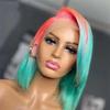 13X6 Hd Lace Frontal Wig gray9 Red Highlight Wig 13X4 Lace Front Human Hair Wigs Short Bob Wig For Women Orange Highlight 16inches#13x4 Frontal Wig 150 view 3