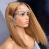 Full Lace Frontal Short Bob Wig Brown Human Hair Wig Honey Blonde 13X6 13X4 Lace Front Straight Bob Wig Honey Blonde 14inches#4x4 Closure Wig 150 view 2