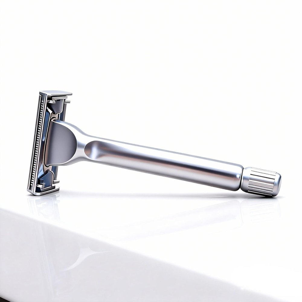 Magyfosia Butterfly Open Double Edge Safety Razor for Men + 10 Stainless Steel Blades,Barber Grade Vintage Shaving Machine, Smooth, Reusable, Eco-Friendly