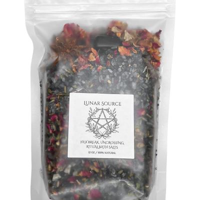 Hex Remover Curse Break Uncrossing Ritual 12 oz Bath Salt | Spiritual Fiery Wall of Protection Cord Cutting Witchcraft Banishing Reversal Baneful Jinx Protection Intention Crystal Spell Witchy Gift