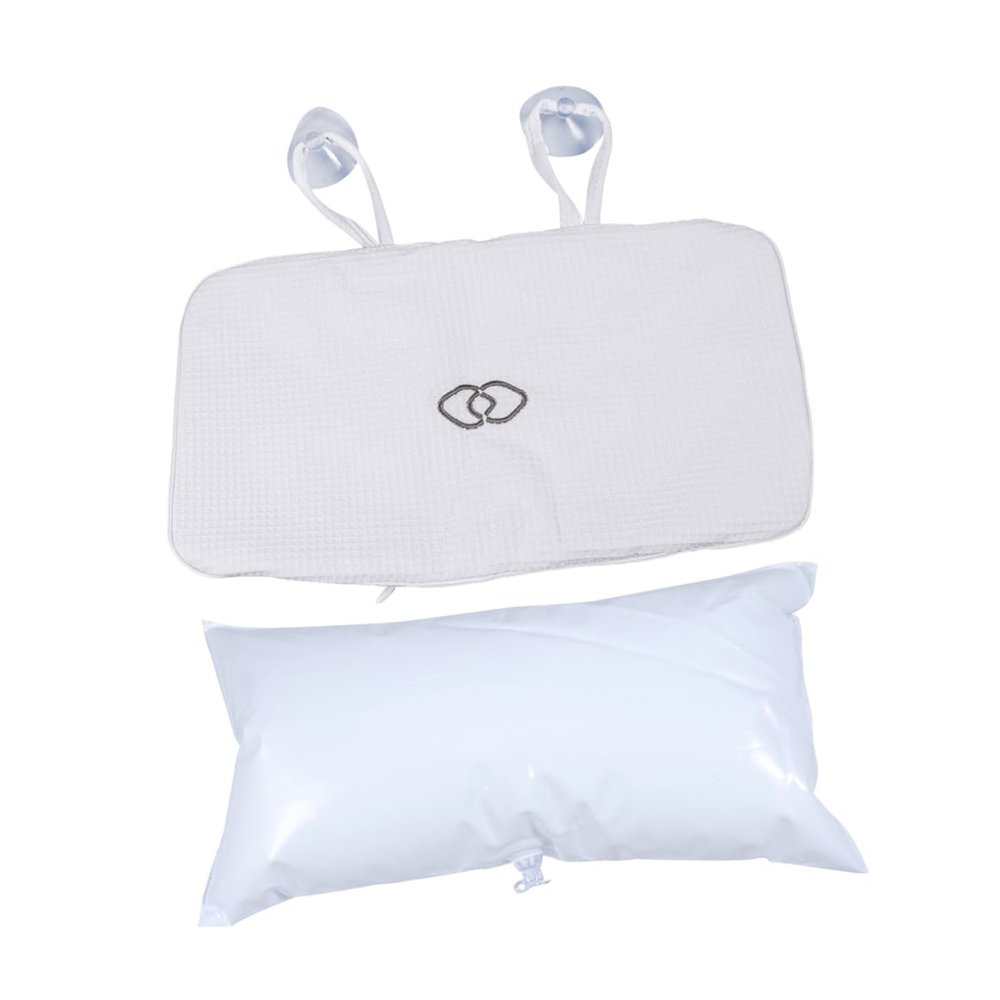 FRCOLOR Bathroom Bath Pillows Inflatable Spa Cushion Anti-Slip Suction Cups for Head and Neck Support Comfortable PVC Material Compact Storage for Relaxing Baths and Showers
