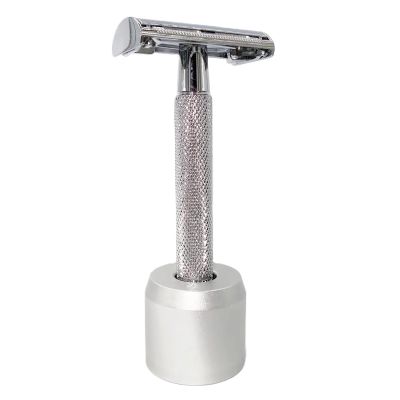 Magyfosia Butterfly Open Double Edge Safety Razor Kit with Stand Holder Diamond Design No Slip Handle Shaving Setting 10pcs Blades Refills Included Smooth Clean Body Shaver for Husband Father