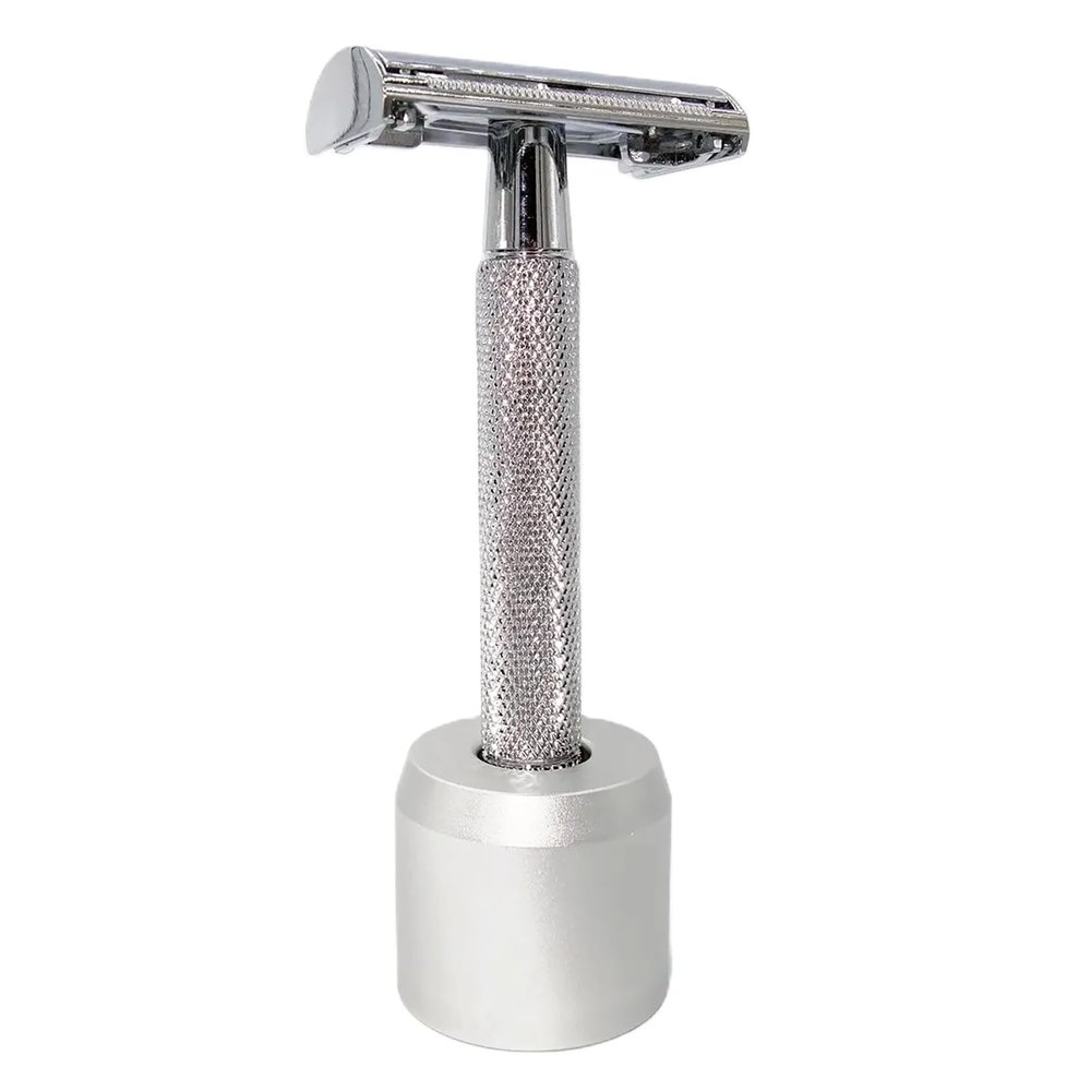 Magyfosia Butterfly Open Double Edge Safety Razor Kit with Stand Holder Diamond Design No Slip Handle Shaving Setting 10pcs Blades Refills Included Smooth Clean Body Shaver for Husband Father