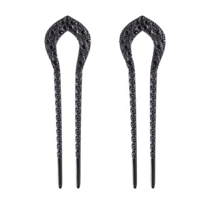 2pcs U Shape Hair Prong Forks Styling Pins Black Wicca Witch Hair Stick Slide Renaissance Festival Hair Acceossories for Women 11