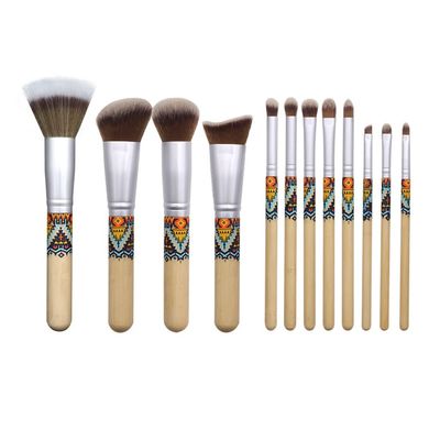 12 Pcs Makeup Brush Set Soft Fiber Wool Multi Function Bamboo Handle Professional Makeup Brushes Set for Women Beauty