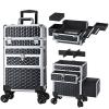 Joligrace Rolling Makeup Case with Drawers - Tattoo Storage Organizer Travel Cart for Nail Tech, Cosmetology, Barber Tools - Portable Suitcase on Wheels view 1