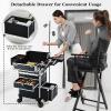 Joligrace Rolling Makeup Case with Drawers - Tattoo Storage Organizer Travel Cart for Nail Tech, Cosmetology, Barber Tools - Portable Suitcase on Wheels view 3