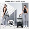 Joligrace Rolling Makeup Case with Drawers - Tattoo Storage Organizer Travel Cart for Nail Tech, Cosmetology, Barber Tools - Portable Suitcase on Wheels view 4