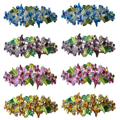 2 Set of 4 8 Count JCGY Crystal Flower Barrettes for Women Girls 2 Ea 4 Colors U86800-1-4-2