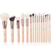 15-Pack Rose Gold Makeup Brush Pink Natural Goat Hair Foundation Powder Blush Eyeshadow Brush Set view 1