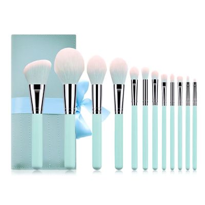 12PCS Makeup Brushes Set Blue Handle With Bag Powder Foundation Blending Eyebrow Brush Facial Make Up Brush Tools