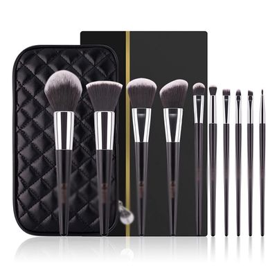 10Pcs Makeup Brushes Set with Bag Synthetic Kabuki Foundation Blending Powder Blush Concealers Eyeshadows Brush