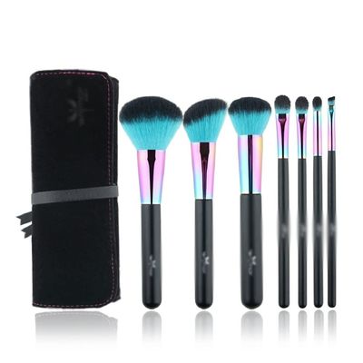 7PCS Rainbow Makeup Brushes Professional Brushes with Cosmetics Bag Portable Traveling Make Up Brush