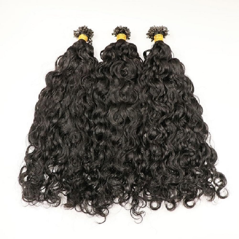 Water Wave K Tip Human Hair Extension Pre Bonded Keratin Fusion Brazilian Remy Flat Hair 100grams 100Pieces (22inch 100pieces, #2(Darkest Brown))
