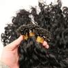 Water Wave K Tip Human Hair Extension Pre Bonded Keratin Fusion Brazilian Remy Flat Hair 100grams 100Pieces (22inch 100pieces, #2(Darkest Brown)) view 3