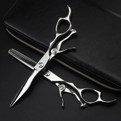 Hair Cutting Scissors Kit 6.0 Inch Silver Stainless Steel Bangs Cut Texture Personalized Hairdressing Scissors Barber Scissors Thinning Shears