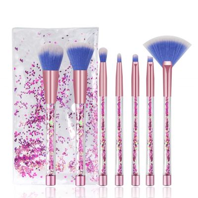 7PCS Glitter Quicksand Handle Makeup Brush Set for Foundation Powder Blush Eyeshadow with Case Beautiful Cosmetic Brushes