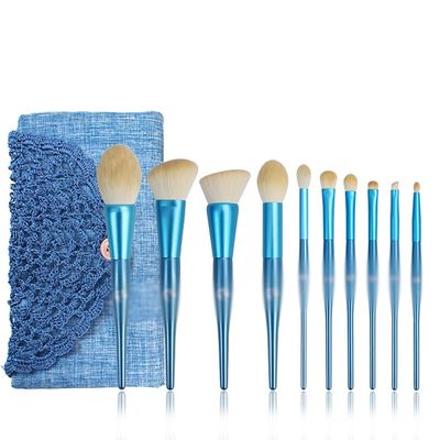 10pcs Professional Makeup Brushes Set Make Up Brush + Bag Synthetic Hair Wood Handle