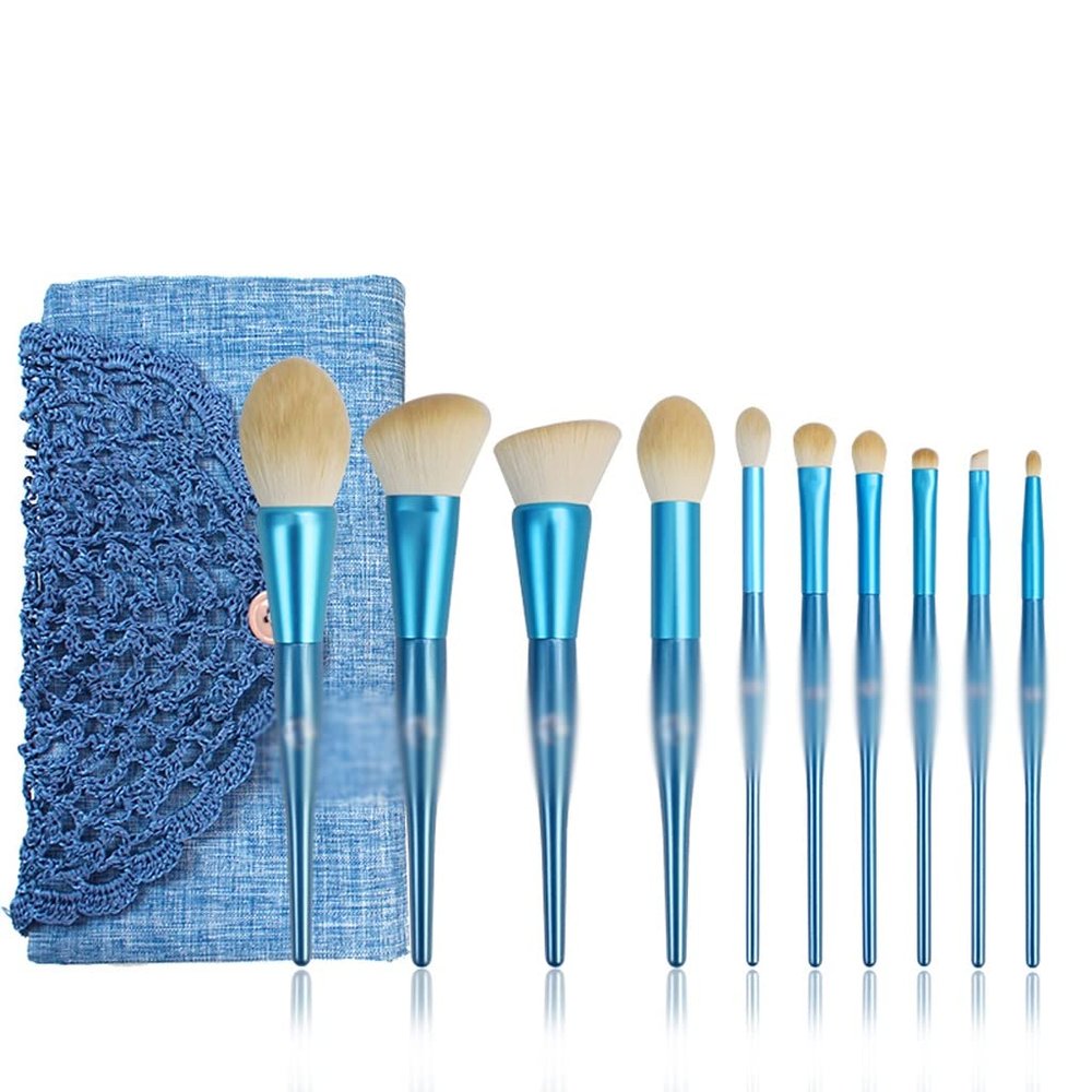 10pcs Professional Makeup Brushes Set Make Up Brush + Bag Synthetic Hair Wood Handle