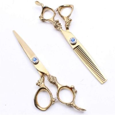 6 C9004 17.5cm 440C Hairdressing Scissors Cutting Shears Thinning Scissors Dragon Handle Human Hair Styling Haircut Tools