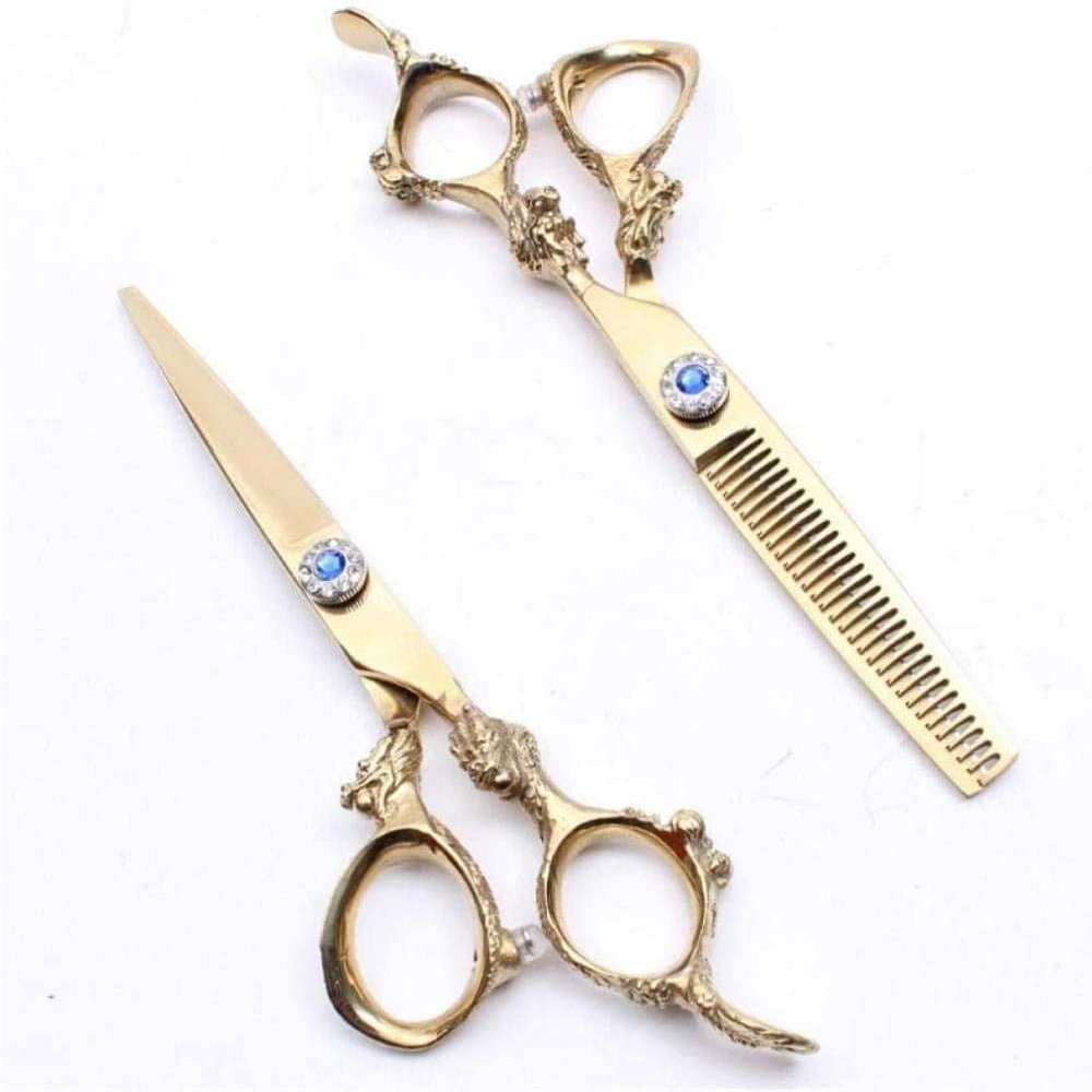 6 C9004 17.5cm 440C Hairdressing Scissors Cutting Shears Thinning Scissors Dragon Handle Human Hair Styling Haircut Tools