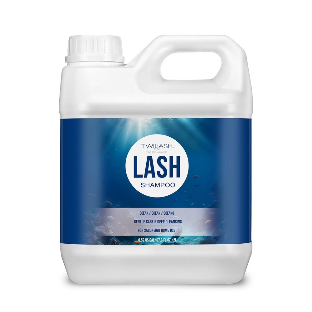 TWILASH BY DLY Lash Shampoo Bulk, Eyelash Cleanser for Extensions 2 Liters, Safe Makeup Remover, Non-irritating or Burning Eyelid Foaming Cleanser for Professional Salon and Home Use (Ocean-2L)