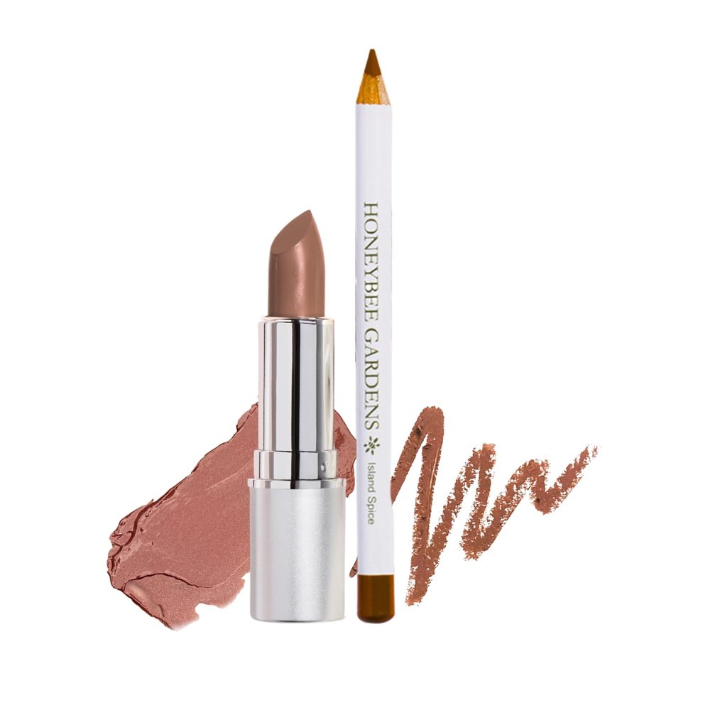 Honeybee Gardens Lip Liner + Lipstick Bundle, Paradise & Island Spice