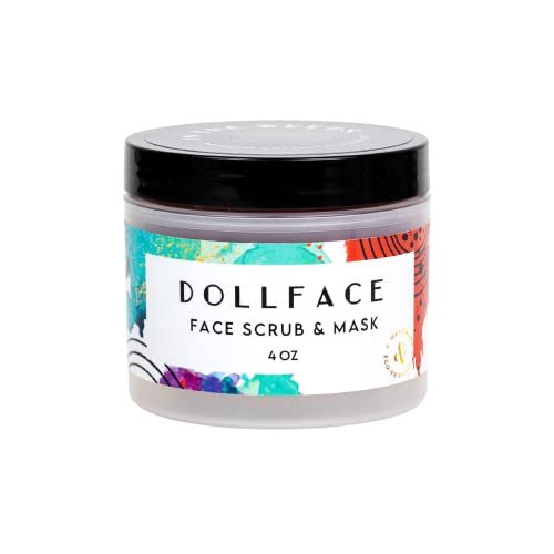 Dollface Face Scrub & Mask - Organic Sugar & Citrus  Gentle Exfoliating, Hydrating Treatment for Acne, Scars, Sun Spots & Age Spots | Handmade, Vegan, All-Natural, Cruelty-Free | 5oz