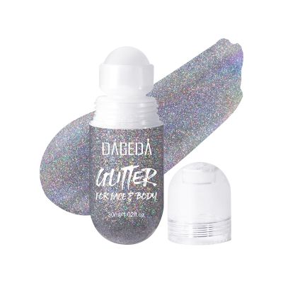 DAGEDA Body Glitter Gel, Roll-on Face Glitter for Mermaid Makeup Festival Rave Accessories, Holographic Hair Glitter Gel,Body Shimmer Halloween Makeup for Rave Party (Silver)