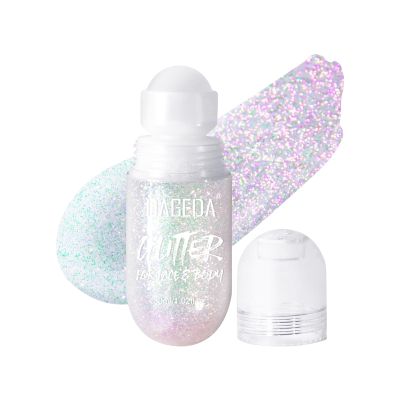 DAGEDA Body Glitter Gel, Roll-on Face Glitter for Mermaid Makeup Festival Rave Accessories, Holographic Hair Glitter Gel,Body Shimmer Halloween Makeup for Rave Party (Sparkling Pink)