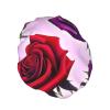 Red and purple roses Printed Shower Cap For Women Double Layer Waterproof Bath Hair Hat Reusable Bath Caps Elastic Hair Protection Ladies Spa Salon Bathing Shower Hat view 2