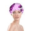 Red and purple roses Printed Shower Cap For Women Double Layer Waterproof Bath Hair Hat Reusable Bath Caps Elastic Hair Protection Ladies Spa Salon Bathing Shower Hat view 3