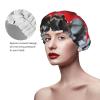 A Red rose Printed Shower Cap for Women Waterproof Bath Caps Reusable Double Layered Shower Hat Bathing Shower Caps for Men Ladies Spa Salon view 4