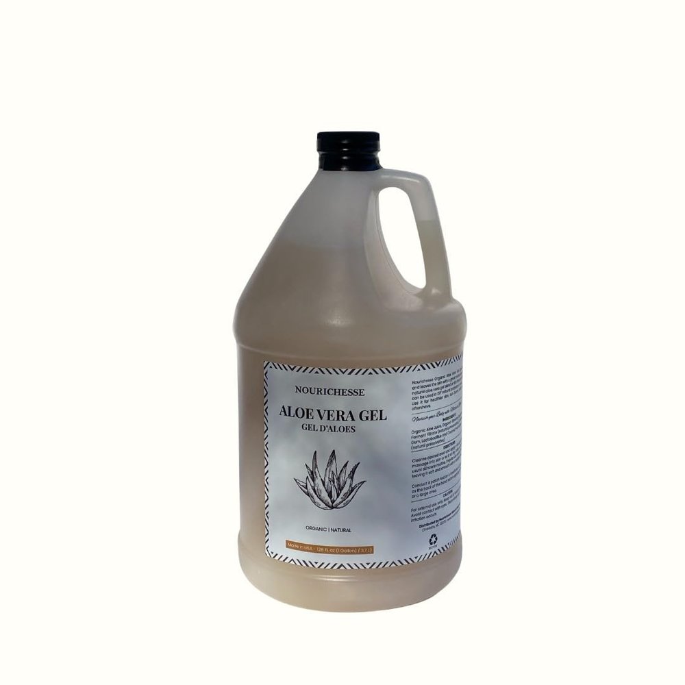Nourichesse Pure Aloe Vera Gel for Hair, Skin, Face, Sunburn Relief- Organic, 100% Aloe Vera, Unscented (1 Gallon, 128 fl.oz)