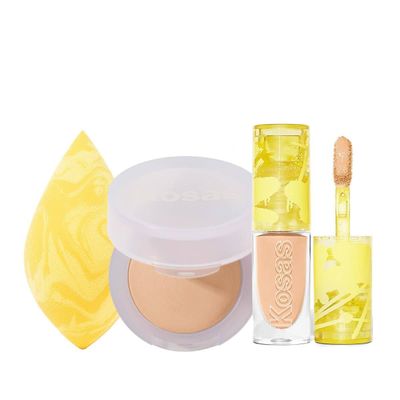 Kosas Mini Cloud Skin Trio - Mini Concealer Tone 04 + Mini Setting Powder Comfy + Dual-Ended Blender