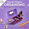 Caboodles Pretty in Petite Makeup Box, Two-Tone Lavender on Violet, Hard Plastic Organizer Box, 2 Swivel Trays, Fashion Mirror, Secure Latch for Safe Travel view 2