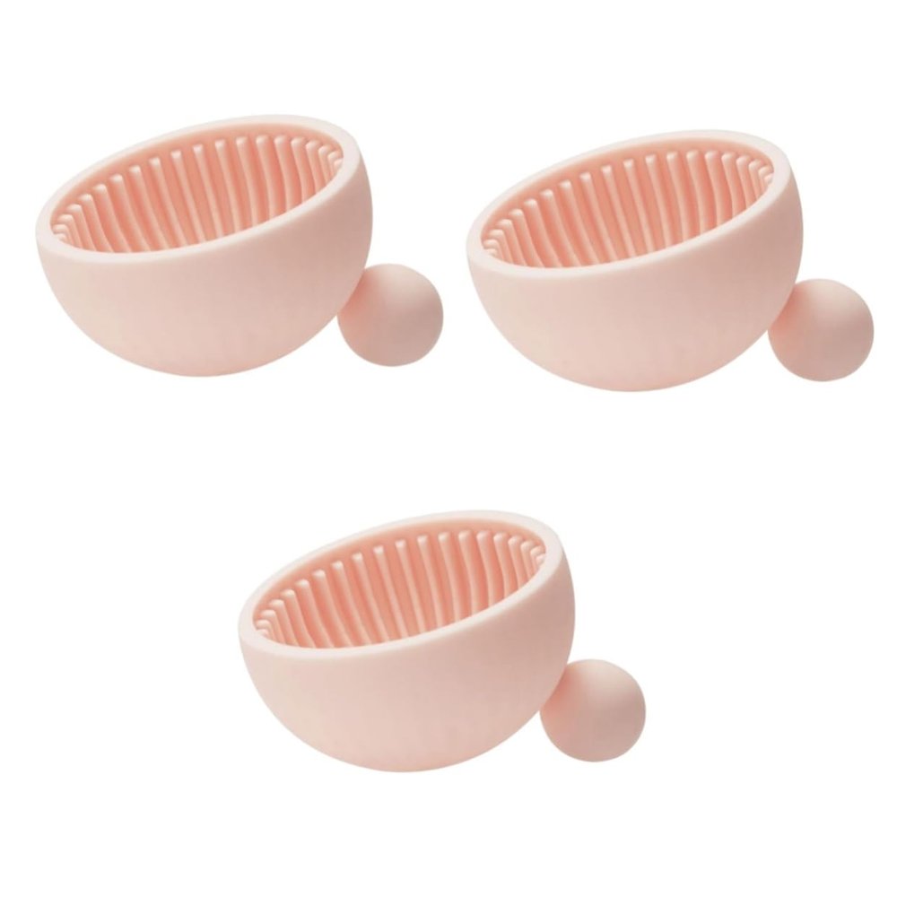 Beavorty 3pcs Silicone Makeup Brush Cleaning Bowl Brush Cleaning Plate Makeup Cleanser Mat Pad Cleanser