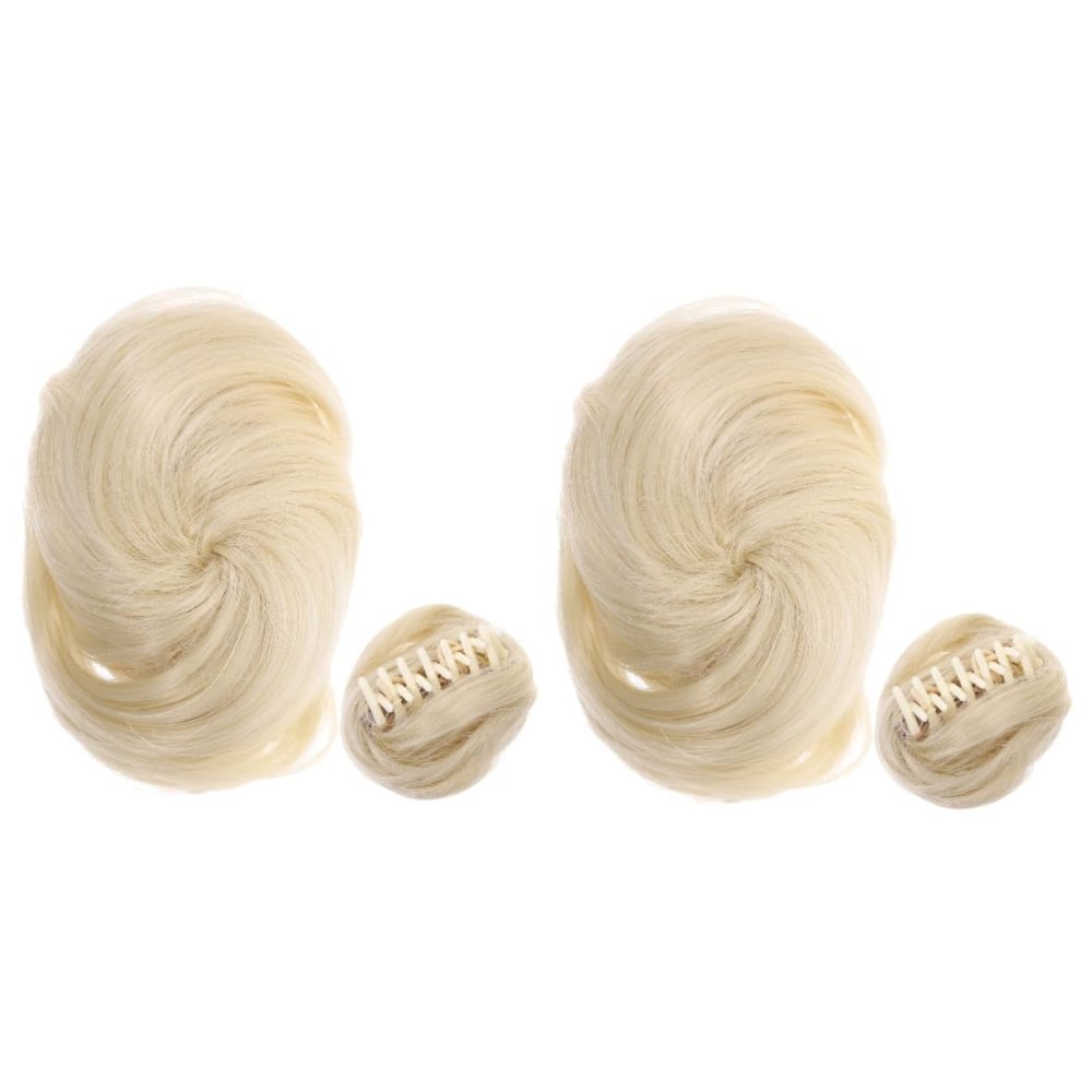 FOMIYES 2pcs Fake Bun Hairpiece Clip Chignon Curly Hair Buns for Weddings Proms and Everyday Use Easy to Wear Volume and Fullness Natural Look