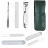 All-in-One Glass Nail File Kit with Case  Compact Vegan Leather Manicure Set with Tweezers, Clippers, Buffer & Cuticle Pusher + 2 Bonus Glass Nail Files in Cases  Travel Gift for Women & Men view 1