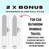 All-in-One Glass Nail File Kit with Case  Compact Vegan Leather Manicure Set with Tweezers, Clippers, Buffer & Cuticle Pusher + 2 Bonus Glass Nail Files in Cases  Travel Gift for Women & Men view 4