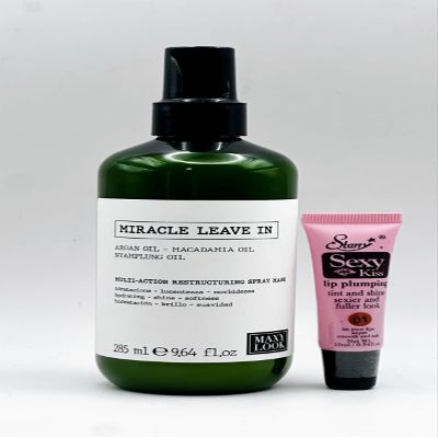 Maxy Look Miracle Leave In Multi Action Restructuring Spray Mask 9.64 Oz Free Starry Sexy Kiss Lip Plumping Gloss 10 Ml (Compared to Nook Absolute One Leave in)