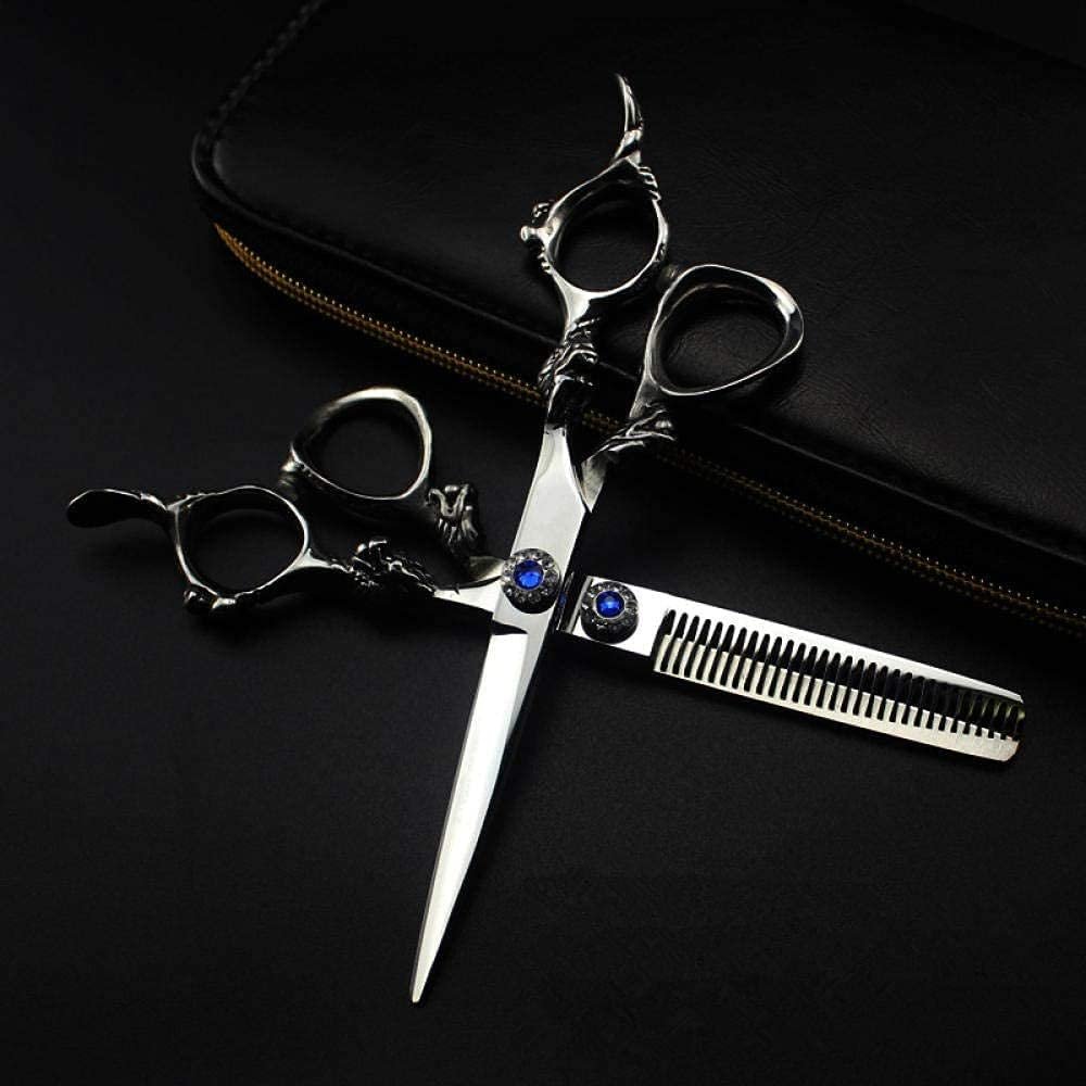 Professional Japan 440c 6 Blue gem Dragon Cut Hair Scissors Hair Cutting Barber Haircut thinning Shears Hairdressing Scissors