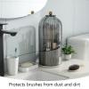 Emljkvp Makeup Brush Holder with Dustproof Cover 360 Rotating Makeup Brush Organizer for Vanity Bathroom, Grey view 2
