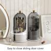 Emljkvp Makeup Brush Holder with Dustproof Cover 360 Rotating Makeup Brush Organizer for Vanity Bathroom, Grey view 3
