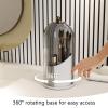 Emljkvp Makeup Brush Holder with Dustproof Cover 360 Rotating Makeup Brush Organizer for Vanity Bathroom, Grey view 4