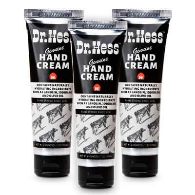 Dr. Hess Genuine Hand Cream, Nourishing & Softening Lotion for Dry, Cracked Hands & Heels, Eczema Relief, with Lanolin, Beeswax, Olive Oil & Vitamin E, Cruelty-Free, 4 oz 3 Pack