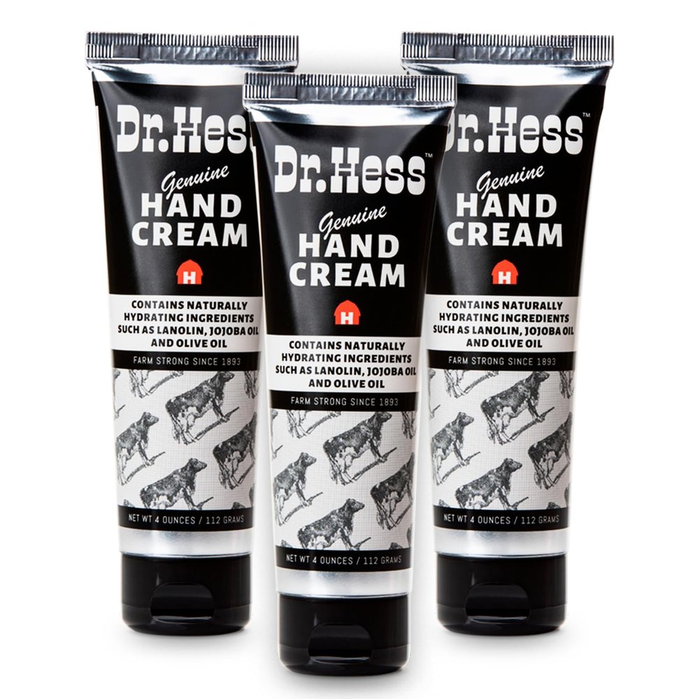 Dr. Hess Genuine Hand Cream, Nourishing & Softening Lotion for Dry, Cracked Hands & Heels, Eczema Relief, with Lanolin, Beeswax, Olive Oil & Vitamin E, Cruelty-Free, 4 oz 3 Pack