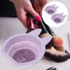 Beavorty 2pcs Silicone Rabbit-shaped Makeup Brush Cleaner Hanging Brush Wash Bowls for Easy Cleaning Soft Space-saving Design Light view 3