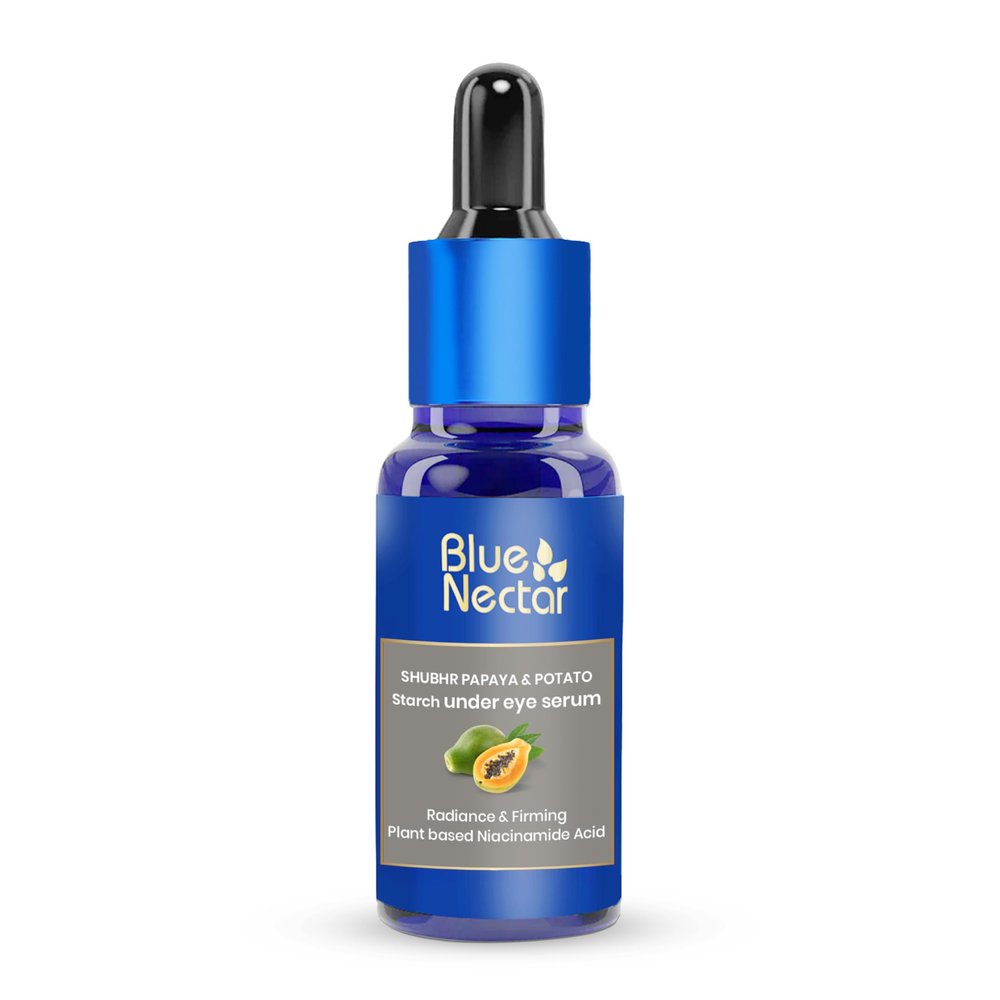 Blue Nectar Under Eye Serum with Plant-Based Niacinamide from Potato Starch & Papaya | Dark Circles Serum with Advance Skin Firming Formula for Eyes Puffiness (17 Herbs, 1Fl OZ)